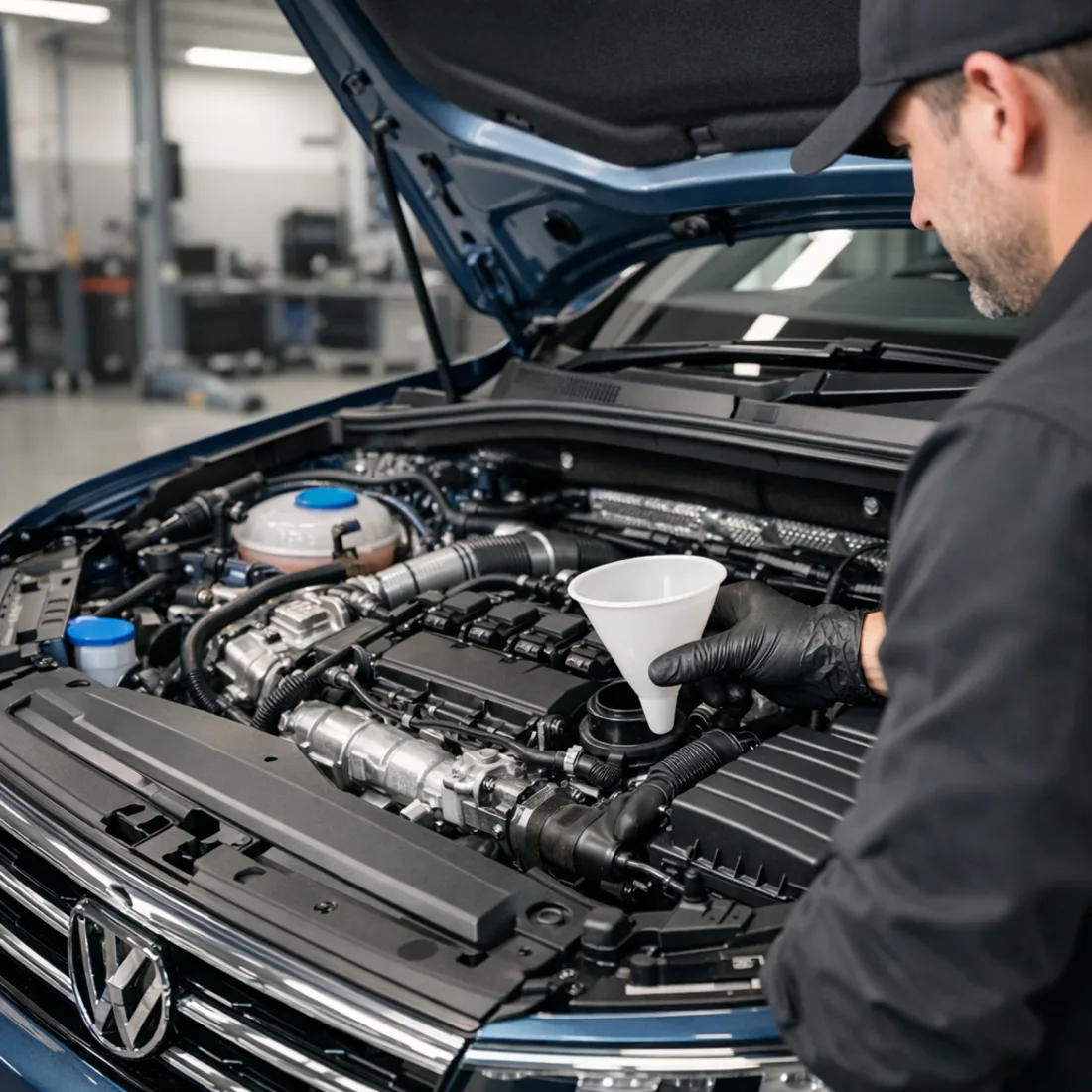 Tiguan Mk2 2.0 TSI: engine service underway at our Penrose workshop