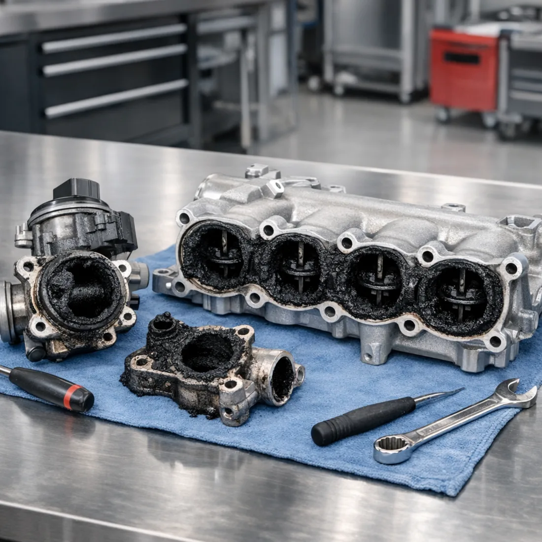 T5 CAAC EGR valve and intake manifold carbon build up, one of the most common jobs we see on the T5