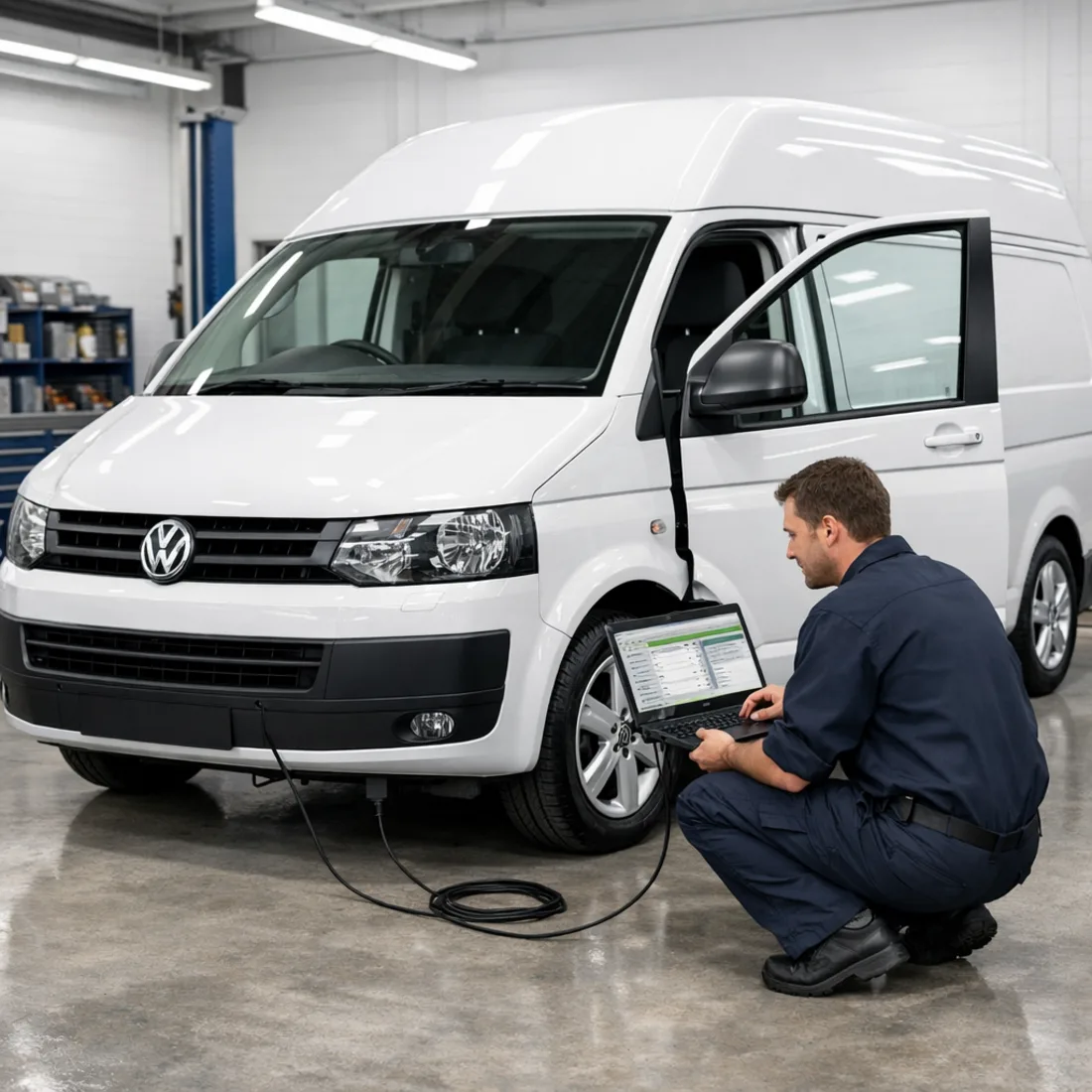 Factory ODIS diagnostics on the T5 CAAC, the same platform we use across the entire Transporter range