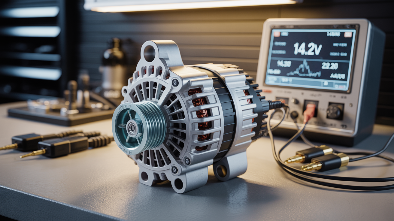 Alternator and starter motor being tested on bench